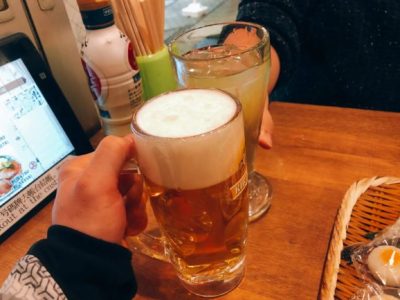 磯丸水産で乾杯。